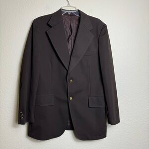 Sir Walter‎ Mens Vintage Polyester 2 Gold Button Blazer Brown Size 40